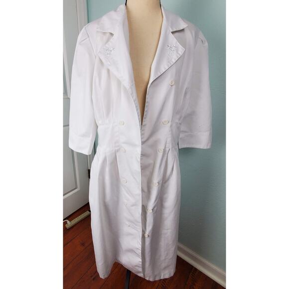 Vintage White Nurse Dress Coat Size M - Picture 5 of 9